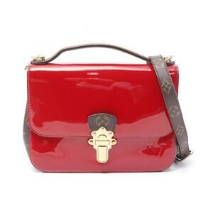 Louis Vuitton Cherrywood handbag leather canvas Vernis red brown